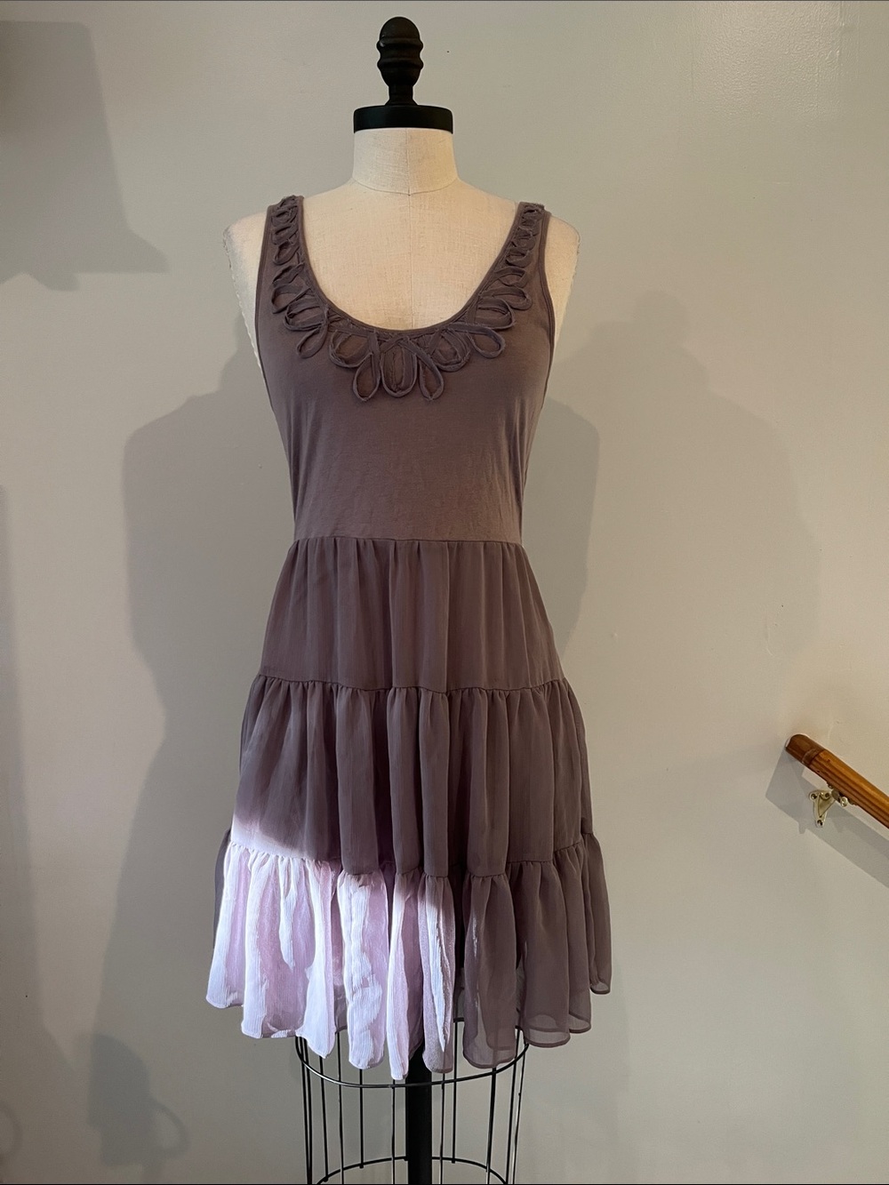 Anthropologie Eloise lavender mini dress lounge sheer S